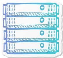 server rack icon in sticker color style computer data file center hosting cloud transfer vector