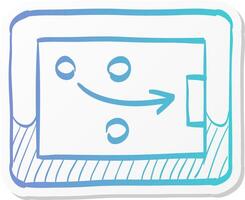strategy game icon in sticker color style playing planning mental tactic steps vector