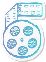 cinema film icon in sticker color style computer data movie streaming online download vector