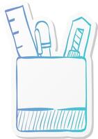 pen pot icon in sticker color style office supply writing drawing desktop storage vector