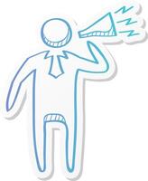 businessman loudspeaker icon in sticker color style motivator leader announce megaphone vector
