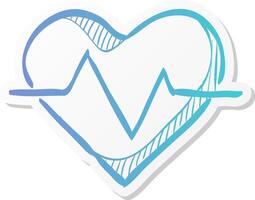 heart rate icon in sticker color style human pulse line beep graph vector