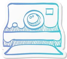 instant camera icon in sticker color style vintage retro photography photo mechanical analog film shooting instant paper vector