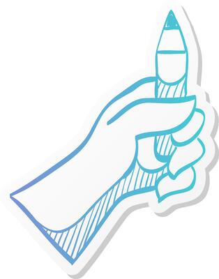 pencil measure icon in sticker color style painting, scaling, artist
