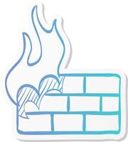 firewall icon in sticker color style computer network, internet protection, antivirus vector