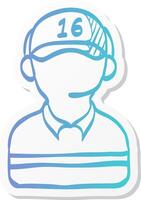 man headphone icon in sticker color style assistant help contact sport race monitor vector
