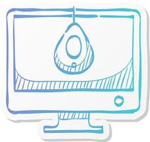 monitor calibration icon in sticker color style printing color standard vector