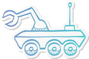 space rover icon in sticker color style vehicle, exploration, planet surface vector