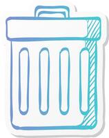 recycle trash can icon in sticker color style environment ecology eco friendly reusable vector