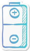 battery icon in sticker color style power source electricity symbol electronics vector