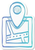 pin location map icon in sticker color style vector