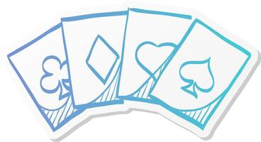 playing cards icon in sticker color style game gambling leisure set shape spade heart ace vector