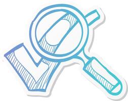 magnifier check mark icon in sticker color style zoom find locate approved decisions voting vector