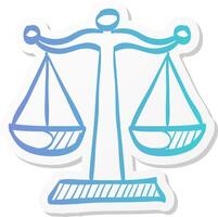 justice scale icon in sticker color style law litigation measurement balance vector