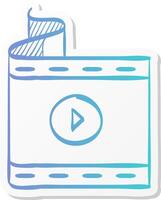 cinema film icon in sticker color style computer data movie streaming online vector
