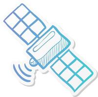 satellite receiver icon in sticker color style data information technology space science vector