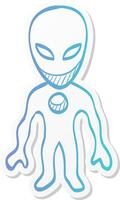 alien icon in sticker color style extraterrestrial, outer space, invader, humanoid vector