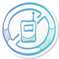 no cell phone icon in sticker color style communication device restriction area vector