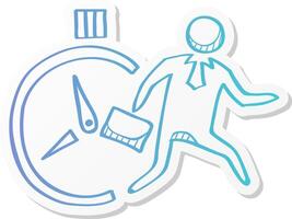businessman clock icon in sticker color style business deadline time career job optimize speed vector