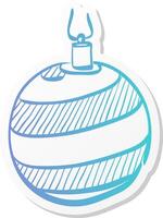 christmas ball icon in sticker color style season greeting december merry decoration vector