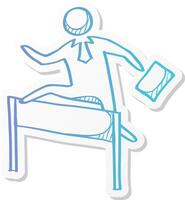 hurdle run businessman challenge icon in sticker vector