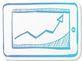 arrow chart icon in sticker color style digital, display, tablet, phone vector