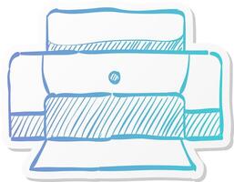printer icon in sticker color style. vector