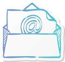 email icon in sticker color style vector