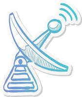 satellite receiver icon in sticker color style data information technology space vector
