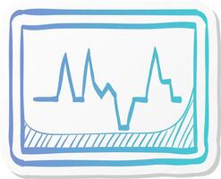 heart rate monitor icon in sticker color style medical health care digital surveillance patients critical coma vector