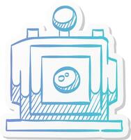 large format camera icon in sticker color style view field sheet film photography lens vector