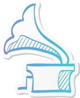 gramophone icon in sticker color style music instrument player listen nostalgia vector