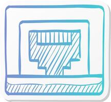 local area connector icon in sticker color style computer network internet connection broadband infrastructure vector