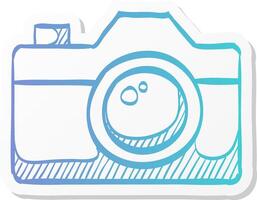 camera icon in sticker color style photography vector