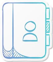 address book icon in sticker color style contact phone list customer friend family vector