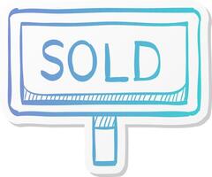 sold out sign icon in sticker color style property house home selling building mortgage vector