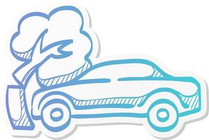 car crash icon in sticker color style automotive accident incident vector