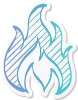 fire icon in sticker color style flame hot item business vector