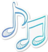 music notes icon in sticker color style musical sheets sign crotchets quaver vector