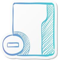folder icon in sticker color style computer office files binder remove delete vector