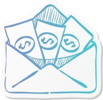 money envelope icon in sticker color style finance wealth banking vector