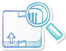 parcel tracking icon in sticker color style logistic package search locate magnifier delivery vector