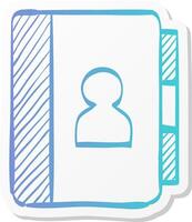 address book icon in sticker color style contact phone list vector