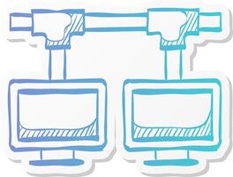 local area network icon in sticker color style computer connection internet networking vector