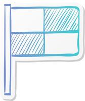 lineman flag icon in sticker color style football soccer match game judge assistant referee vector