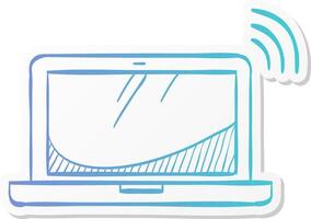 laptops icon in sticker color style electronic computer network connection internet vector