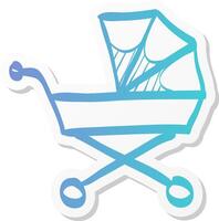 shopping cart icon in sticker color style buying, ecommerce vector
