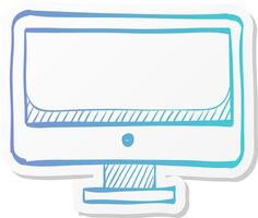 desktop computer icon in sticker color style electronic office vector