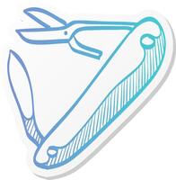 multi tool icon in sticker color style multifunction camping survival multipurpose sharp repair vector