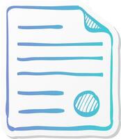 contract document icon in sticker color style agreement vector